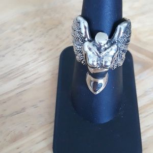 White Brass Headless Angel Ring Sz7